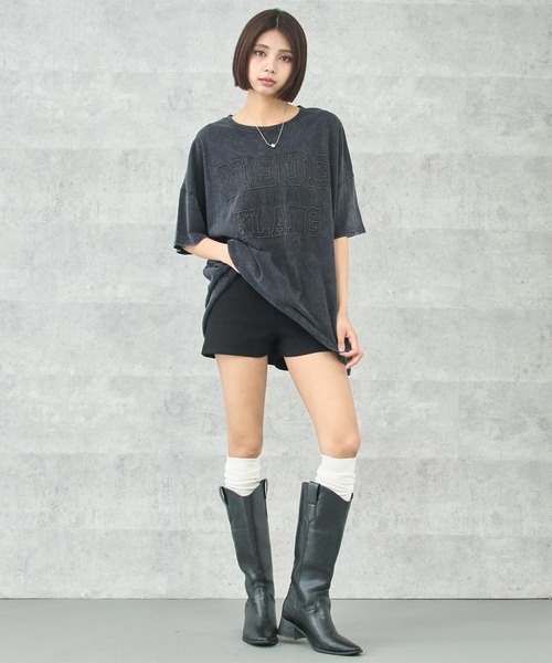 ANAP（アナップ）の「ケミカルウォッシュ 刺繍ロゴ ビッグTシャツ（Tシャツ/カットソー・レディース・ライトグレー/ブラウン/ブラック系その他・FREE）」の19枚目の写真