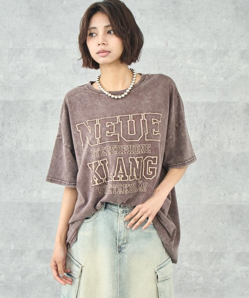 ANAP（アナップ）の「ケミカルウォッシュ 刺繍ロゴ ビッグTシャツ（Tシャツ/カットソー・レディース・ライトグレー/ブラウン/ブラック系その他・FREE）」の20枚目の写真