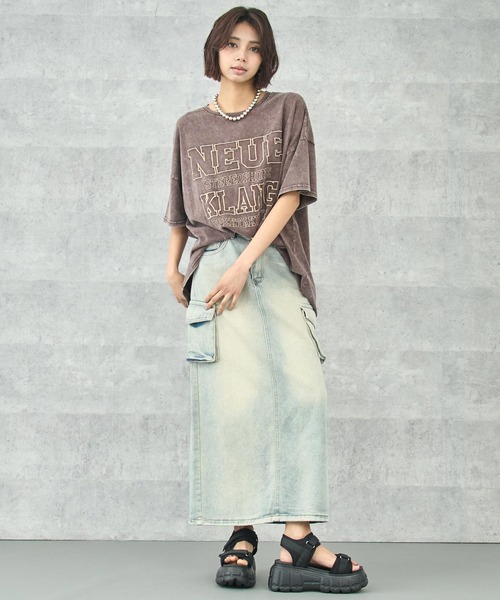 ANAP（アナップ）の「ケミカルウォッシュ 刺繍ロゴ ビッグTシャツ（Tシャツ/カットソー・レディース・ライトグレー/ブラウン/ブラック系その他・FREE）」の21枚目の写真