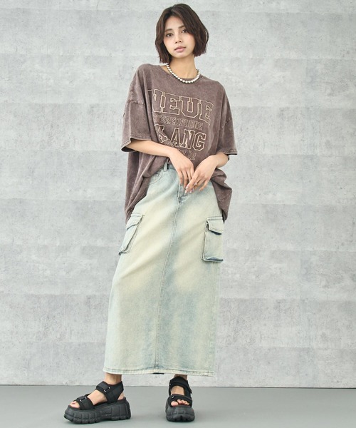 ANAP（アナップ）の「ケミカルウォッシュ 刺繍ロゴ ビッグTシャツ（Tシャツ/カットソー・レディース・ライトグレー/ブラウン/ブラック系その他・FREE）」の22枚目の写真