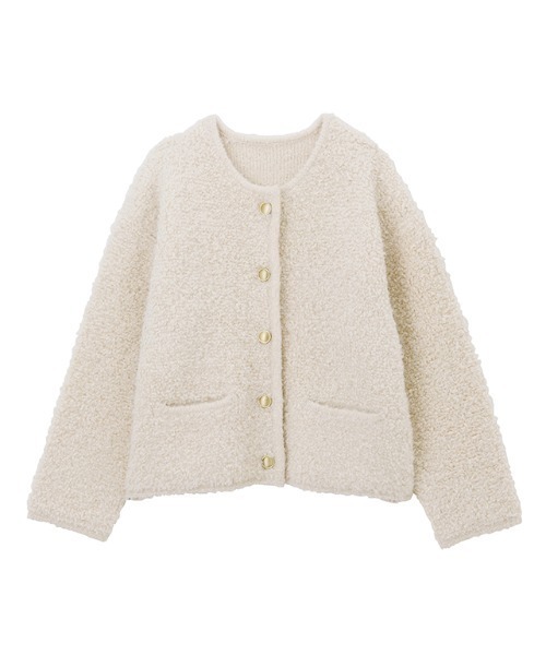 RANAN（ラナン）の「ゴールド調ボタンループ編みニットカーデ（カーディガン/ボレロ・レディース・アイボリー/ライトグレー/ピンク/ネイビー・M/L/LL）」の18枚目の写真