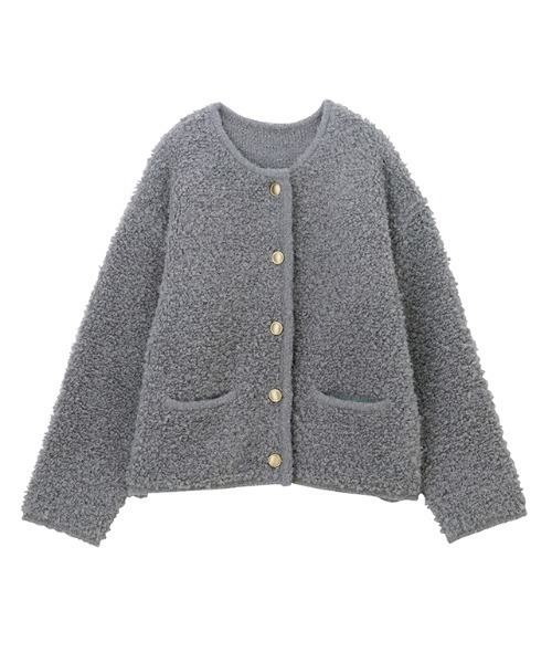 RANAN（ラナン）の「ゴールド調ボタンループ編みニットカーデ（カーディガン/ボレロ・レディース・アイボリー/ライトグレー/ピンク/ネイビー・M/L/LL）」の19枚目の写真