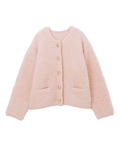 RANAN（ラナン）の「ゴールド調ボタンループ編みニットカーデ（カーディガン/ボレロ・レディース・アイボリー/ライトグレー/ピンク/ネイビー・M/L/LL）」の21枚目の写真