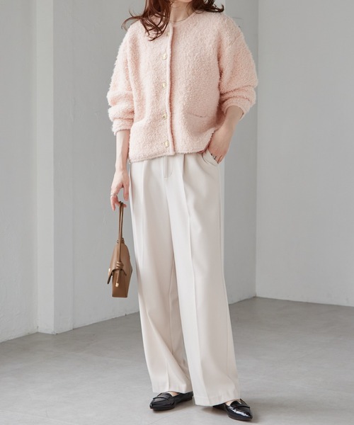 RANAN（ラナン）の「ゴールド調ボタンループ編みニットカーデ（カーディガン/ボレロ・レディース・アイボリー/ライトグレー/ピンク/ネイビー・M/L/LL）」の16枚目の写真