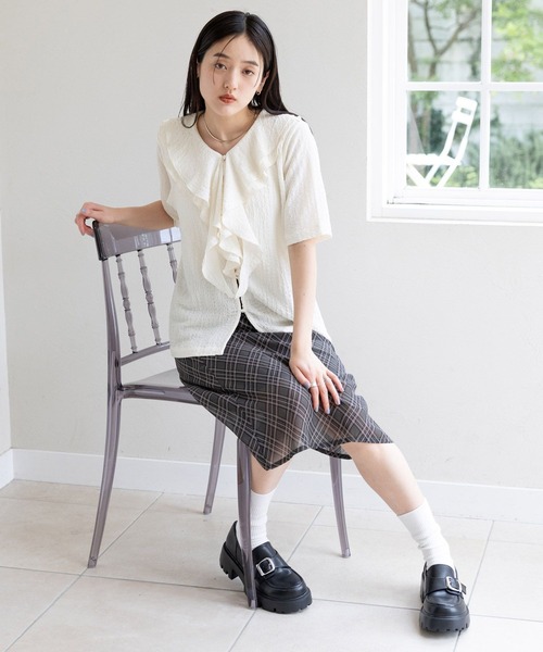 RAGEBLUE（レイジブルー）の「シャーリングフリルブラウス（シャツ/ブラウス・レディース・イエロー系その他/オフホワイト・FREE）」の11枚目の写真