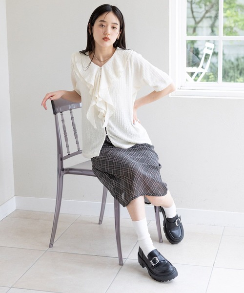 RAGEBLUE（レイジブルー）の「シャーリングフリルブラウス（シャツ/ブラウス・レディース・イエロー系その他/オフホワイト・FREE）」の10枚目の写真