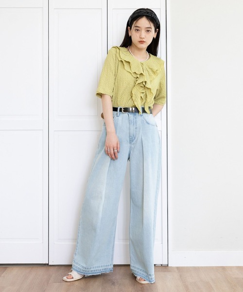 RAGEBLUE（レイジブルー）の「シャーリングフリルブラウス（シャツ/ブラウス・レディース・イエロー系その他/オフホワイト・FREE）」の6枚目の写真