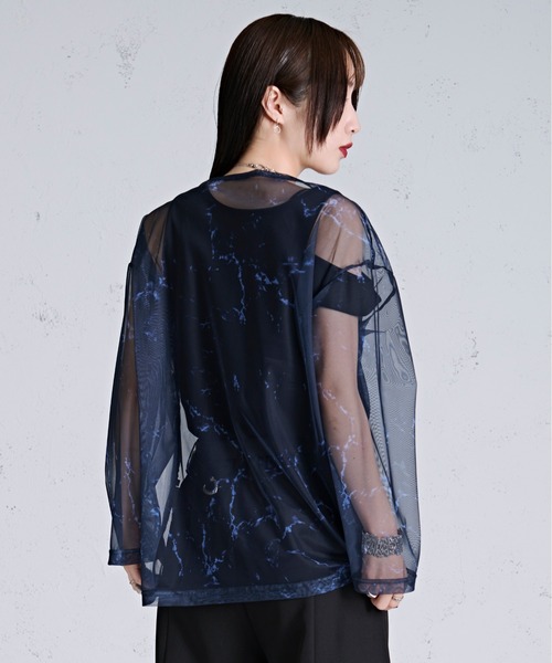 Ellno Loset(エルノロゼット)の「ドロストマーブルシアートップス(Tシャツ/カットソー・メンズ・ブラック/オフホワイト/ブルー・SMALL/LARGE/MEDIUM)」の15枚目の写真