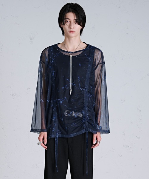 Ellno Loset(エルノロゼット)の「ドロストマーブルシアートップス(Tシャツ/カットソー・メンズ・ブラック/オフホワイト/ブルー・SMALL/LARGE/MEDIUM)」の22枚目の写真