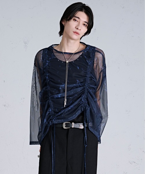 Ellno Loset(エルノロゼット)の「ドロストマーブルシアートップス(Tシャツ/カットソー・メンズ・ブラック/オフホワイト/ブルー・SMALL/LARGE/MEDIUM)」の19枚目の写真