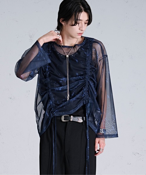 Ellno Loset(エルノロゼット)の「ドロストマーブルシアートップス(Tシャツ/カットソー・メンズ・ブラック/オフホワイト/ブルー・SMALL/LARGE/MEDIUM)」の20枚目の写真