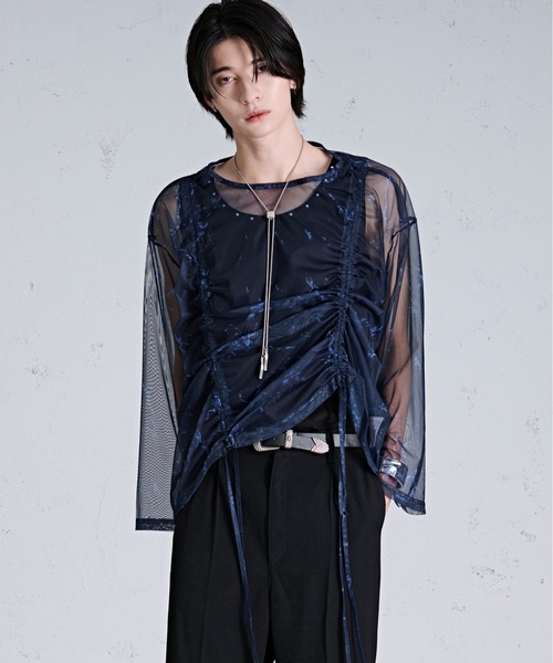 Ellno Loset(エルノロゼット)の「ドロストマーブルシアートップス(Tシャツ/カットソー・メンズ・ブラック/オフホワイト/ブルー・SMALL/LARGE/MEDIUM)」の21枚目の写真