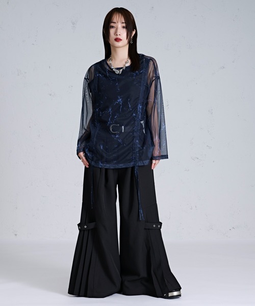 Ellno Loset(エルノロゼット)の「ドロストマーブルシアートップス(Tシャツ/カットソー・メンズ・ブラック/オフホワイト/ブルー・SMALL/LARGE/MEDIUM)」の16枚目の写真