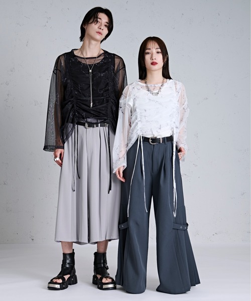 Ellno Loset(エルノロゼット)の「ドロストマーブルシアートップス(Tシャツ/カットソー・メンズ・ブラック/オフホワイト/ブルー・SMALL/LARGE/MEDIUM)」の5枚目の写真