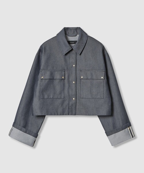 allureville（アルアバイル）の「リジッドデニムライクブルゾン（ブルゾン・レディース・ネイビー・2）」の9枚目の写真