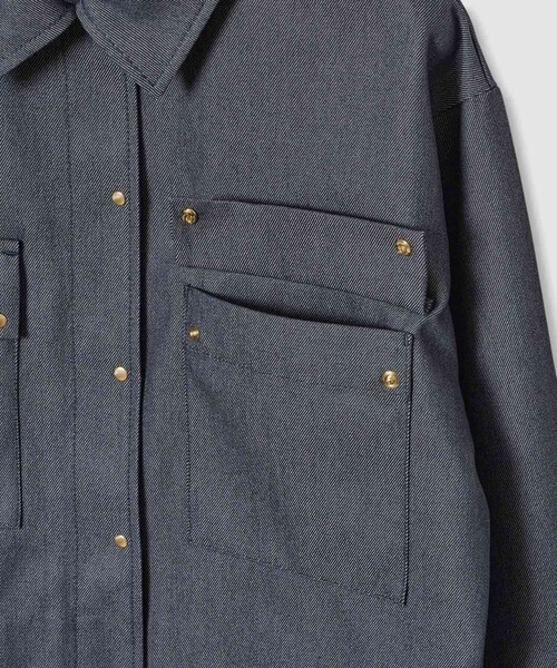 allureville（アルアバイル）の「リジッドデニムライクブルゾン（ブルゾン・レディース・ネイビー・2）」の6枚目の写真