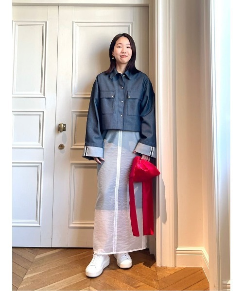 allureville（アルアバイル）の「リジッドデニムライクブルゾン（ブルゾン・レディース・ネイビー・2）」の17枚目の写真