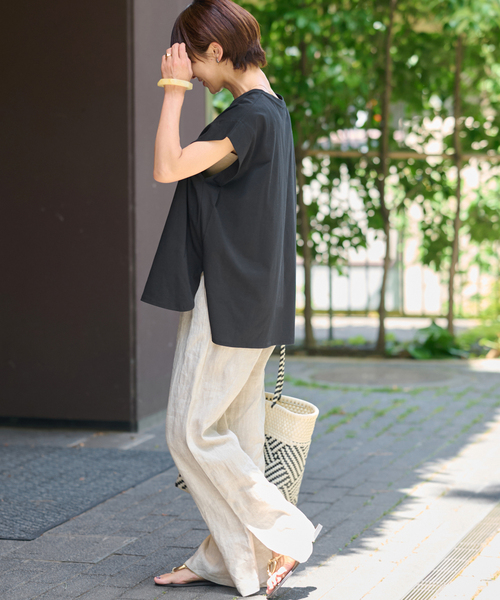 JOURNAL STANDARD relume(ジャーナルスタンダード レリューム)の「《追加》オーガニックコットン汗ジミタックプルオーバー(Tシャツ/カットソー・レディース・ホワイト/キャメル/ブラック・FREE)」の5枚目の写真