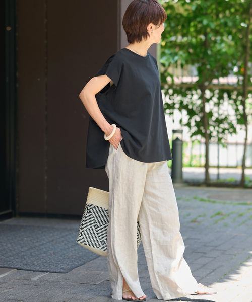 JOURNAL STANDARD relume(ジャーナルスタンダード レリューム)の「《追加》オーガニックコットン汗ジミタックプルオーバー(Tシャツ/カットソー・レディース・ホワイト/キャメル/ブラック・FREE)」の6枚目の写真