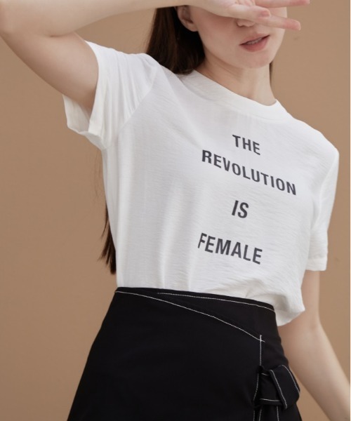 Rivel（リヴェル）の「【COCOSIN】クルーネック プリント 半袖Tシャツ バックジップ（Tシャツ/カットソー・レディース・ブラック/ホワイト・L/M/S）」の7枚目の写真