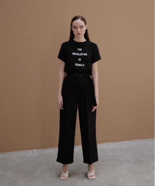 Rivel（リヴェル）の「【COCOSIN】クルーネック プリント 半袖Tシャツ バックジップ（Tシャツ/カットソー・レディース・ブラック/ホワイト・L/M/S）」の3枚目の写真