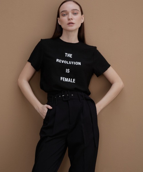Rivel（リヴェル）の「【COCOSIN】クルーネック プリント 半袖Tシャツ バックジップ（Tシャツ/カットソー・レディース・ブラック/ホワイト・L/M/S）」の11枚目の写真