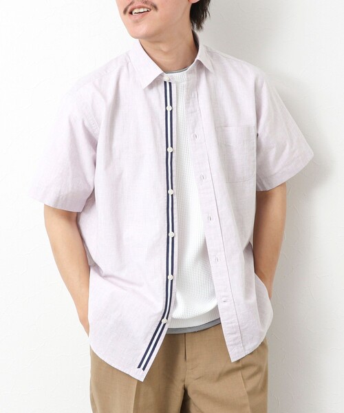 NOLLEY’S(ノーリーズ)の「綿麻レギュラーカラー テープシャツ 25SS(シャツ/ブラウス・メンズ・ミント/ピンク/ネイビー・S/M/L/XL)」の3枚目の写真