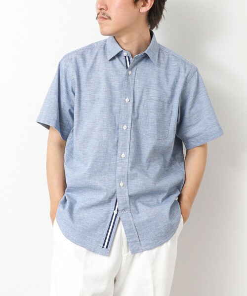 NOLLEY’S(ノーリーズ)の「綿麻レギュラーカラー テープシャツ 25SS(シャツ/ブラウス・メンズ・ミント/ピンク/ネイビー・S/M/L/XL)」の5枚目の写真