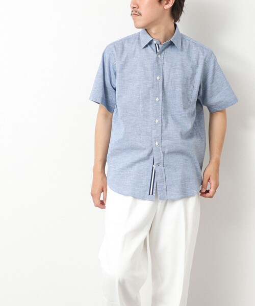 NOLLEY’S(ノーリーズ)の「綿麻レギュラーカラー テープシャツ 25SS(シャツ/ブラウス・メンズ・ミント/ピンク/ネイビー・S/M/L/XL)」の7枚目の写真