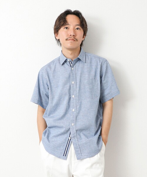 NOLLEY’S(ノーリーズ)の「綿麻レギュラーカラー テープシャツ 25SS(シャツ/ブラウス・メンズ・ミント/ピンク/ネイビー・S/M/L/XL)」の8枚目の写真