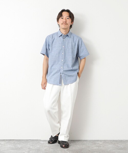 NOLLEY’S(ノーリーズ)の「綿麻レギュラーカラー テープシャツ 25SS(シャツ/ブラウス・メンズ・ミント/ピンク/ネイビー・S/M/L/XL)」の12枚目の写真