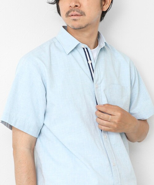 NOLLEY’S(ノーリーズ)の「綿麻レギュラーカラー テープシャツ 25SS(シャツ/ブラウス・メンズ・ミント/ピンク/ネイビー・S/M/L/XL)」の15枚目の写真