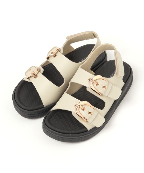 GLOBAL WORK(グローバルワーク)の「エアかるダブルベルトサンダル/494075(サンダル・レディース・ブラック/ベージュ/ブラウン・MEDIUM/LARGE)」の3枚目の写真