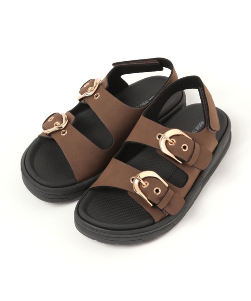 GLOBAL WORK(グローバルワーク)の「エアかるダブルベルトサンダル/494075(サンダル・レディース・ブラック/ベージュ/ブラウン・MEDIUM/LARGE)」の8枚目の写真