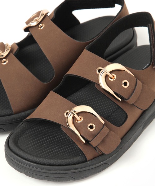 GLOBAL WORK(グローバルワーク)の「エアかるダブルベルトサンダル/494075(サンダル・レディース・ブラック/ベージュ/ブラウン・MEDIUM/LARGE)」の18枚目の写真