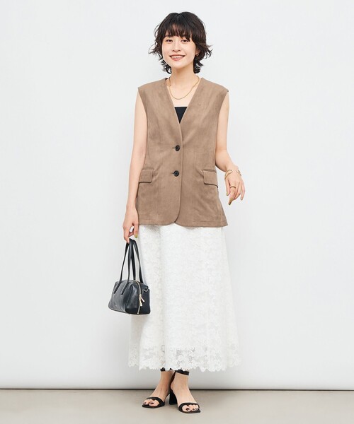 NOLLEY’S（ノーリーズ）の「《セットアップ対応》ストレッチスエードベルテッドジレ（ベスト・レディース・ブラウン/ベージュ・38）」の22枚目の写真