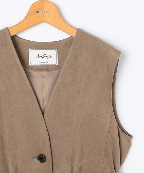 NOLLEY’S（ノーリーズ）の「《セットアップ対応》ストレッチスエードベルテッドジレ（ベスト・レディース・ブラウン/ベージュ・38）」の10枚目の写真