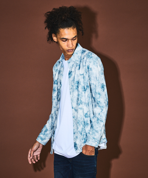 5351 POUR LES HOMMES（ゴーサンゴーイチプールオム）の「クラウドプリント ストレッチ ジャージー シャツ（シャツ/ブラウス・メンズ・ブラック/ブルー・44/46/48/50）」の5枚目の写真