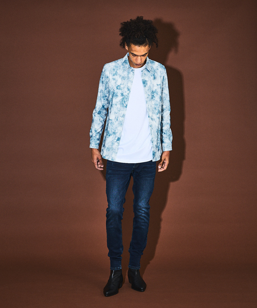 5351 POUR LES HOMMES（ゴーサンゴーイチプールオム）の「クラウドプリント ストレッチ ジャージー シャツ（シャツ/ブラウス・メンズ・ブラック/ブルー・44/46/48/50）」の7枚目の写真