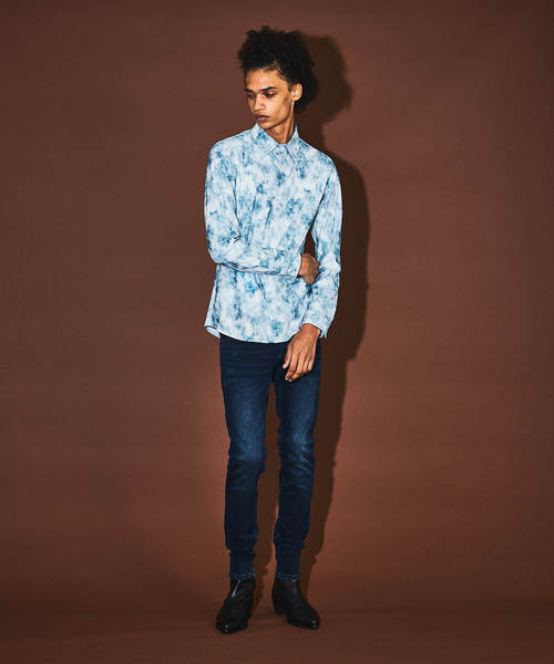 5351 POUR LES HOMMES（ゴーサンゴーイチプールオム）の「クラウドプリント ストレッチ ジャージー シャツ（シャツ/ブラウス・メンズ・ブラック/ブルー・44/46/48/50）」の8枚目の写真