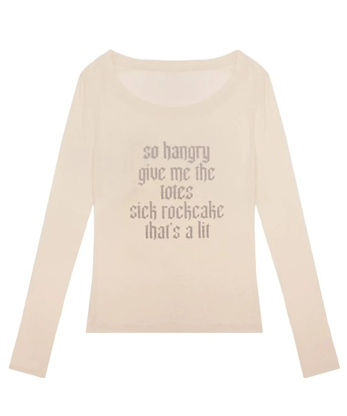 ROCKCAKE（ロックケーキ）の「【日本未発売/WEB限定】ROCKCAKE(ロックケーキ)/シアー ロゴ ラウンドネック トップス/Funk Mesh Top（Tシャツ/カットソー・レディース・グレー/チャコールグレー/アイボリー/クリーム/ブラック/ネイビー・S）」の5枚目の写真