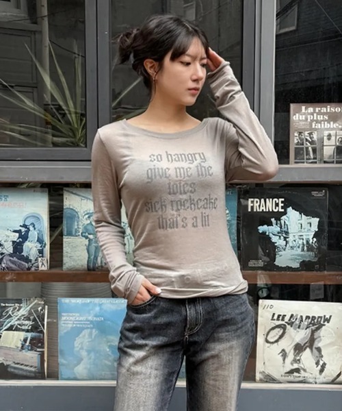 ROCKCAKE（ロックケーキ）の「【日本未発売/WEB限定】ROCKCAKE(ロックケーキ)/シアー ロゴ ラウンドネック トップス/Funk Mesh Top（Tシャツ/カットソー・レディース・グレー/チャコールグレー/アイボリー/クリーム/ブラック/ネイビー・S）」の9枚目の写真