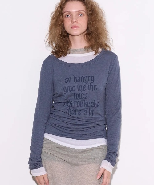 ROCKCAKE（ロックケーキ）の「【日本未発売/WEB限定】ROCKCAKE(ロックケーキ)/シアー ロゴ ラウンドネック トップス/Funk Mesh Top（Tシャツ/カットソー・レディース・グレー/チャコールグレー/アイボリー/クリーム/ブラック/ネイビー・S）」の11枚目の写真