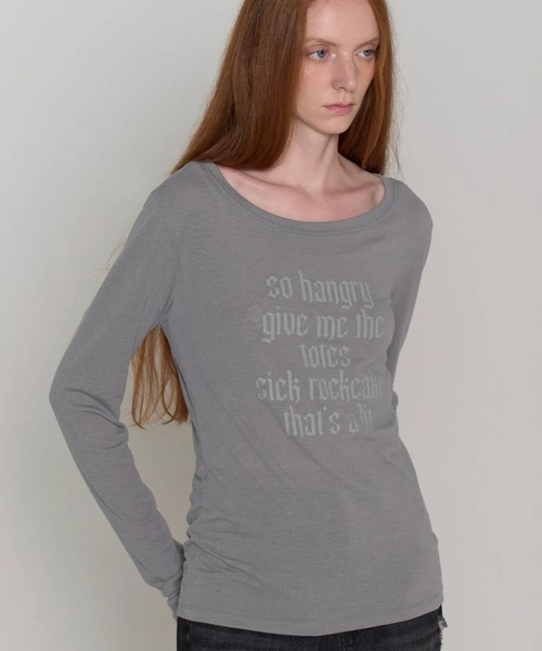 ROCKCAKE（ロックケーキ）の「【日本未発売/WEB限定】ROCKCAKE(ロックケーキ)/シアー ロゴ ラウンドネック トップス/Funk Mesh Top（Tシャツ/カットソー・レディース・グレー/チャコールグレー/アイボリー/クリーム/ブラック/ネイビー・S）」の12枚目の写真