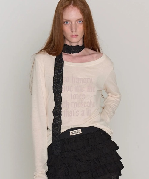 ROCKCAKE（ロックケーキ）の「【日本未発売/WEB限定】ROCKCAKE(ロックケーキ)/シアー ロゴ ラウンドネック トップス/Funk Mesh Top（Tシャツ/カットソー・レディース・グレー/チャコールグレー/アイボリー/クリーム/ブラック/ネイビー・S）」の13枚目の写真