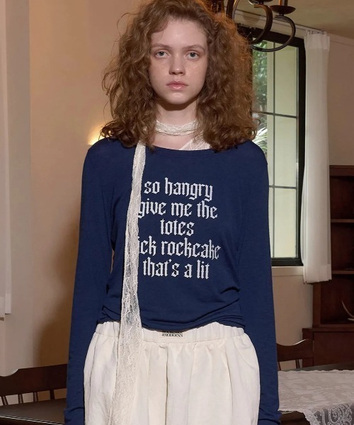 ROCKCAKE（ロックケーキ）の「【日本未発売/WEB限定】ROCKCAKE(ロックケーキ)/シアー ロゴ ラウンドネック トップス/Funk Mesh Top（Tシャツ/カットソー・レディース・グレー/チャコールグレー/アイボリー/クリーム/ブラック/ネイビー・S）」の14枚目の写真