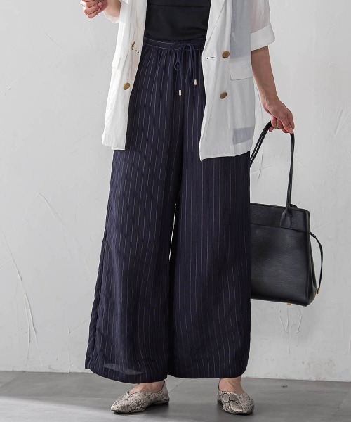 LAUTREAMONT（ロートレアモン）の「【WEB限定】キュプラTRストライプパンツ（その他パンツ・レディース・ホワイト系その他/ダークネイビー/ブラウン系その他・9号/11号）」の9枚目の写真