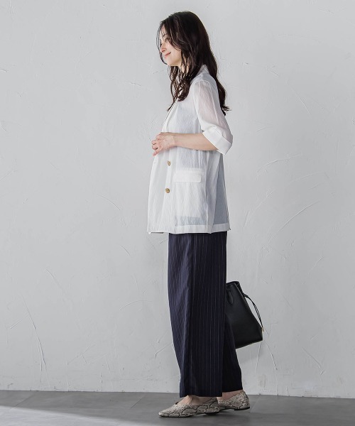 LAUTREAMONT（ロートレアモン）の「【WEB限定】キュプラTRストライプパンツ（その他パンツ・レディース・ホワイト系その他/ダークネイビー/ブラウン系その他・9号/11号）」の12枚目の写真