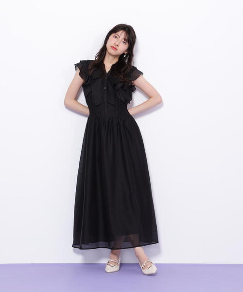JILL by JILL STUART ワンピース ジルスチュアート ブラック 2wayタイ付ソウバリフレアワンピース | JILL by JILL STUART