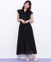 JILL by JILL STUART ワンピース ジルスチュアート ブラック スカラップカラーワンピース | JILL by JILL STUART（ジル バイ